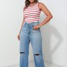 04 calca jeans wide leg rasgada no joelho